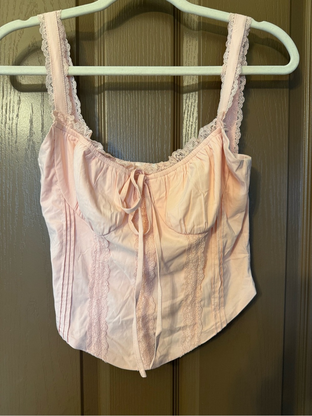 Women's Pink Lace-Trim Bustier Top